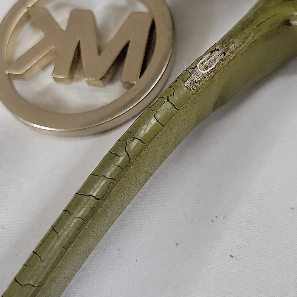 Michael Kors Olive Green Leather Handbag with Gold Hardware